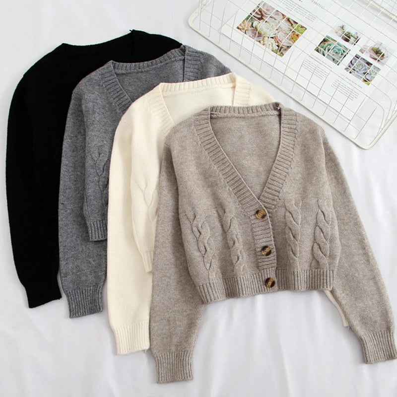 Knitted Long Sleeve Button Up Jacket