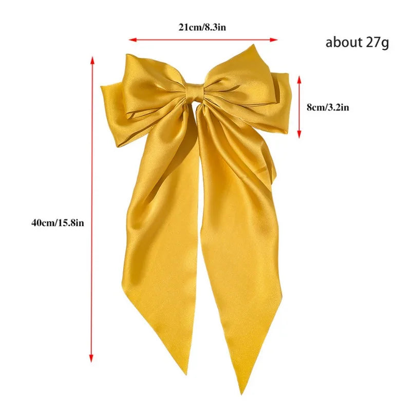 Satin Ribbon Big Bows Hairpin Spring Clips