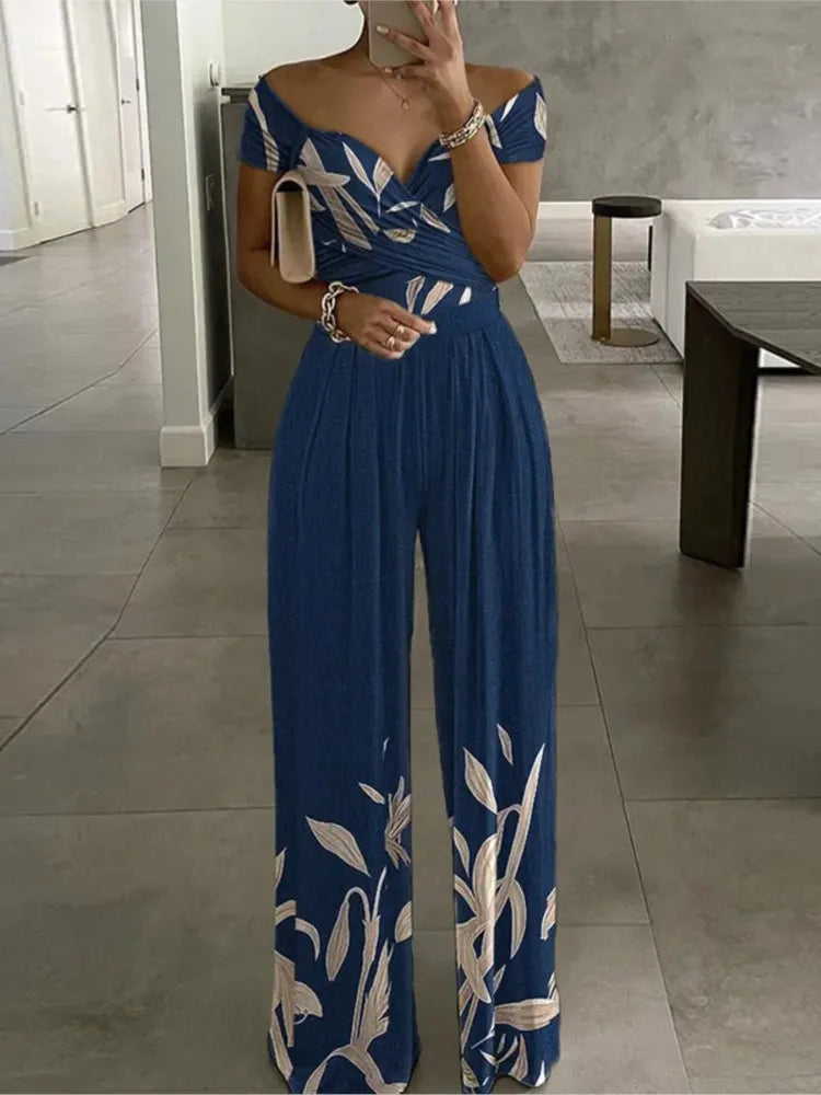 High Waist Off Shoulder Jumpsuits