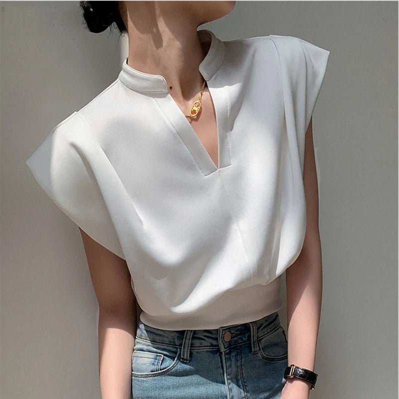 Elegant Sleeveless V-neck Top