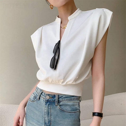 Elegant Sleeveless V-neck Top