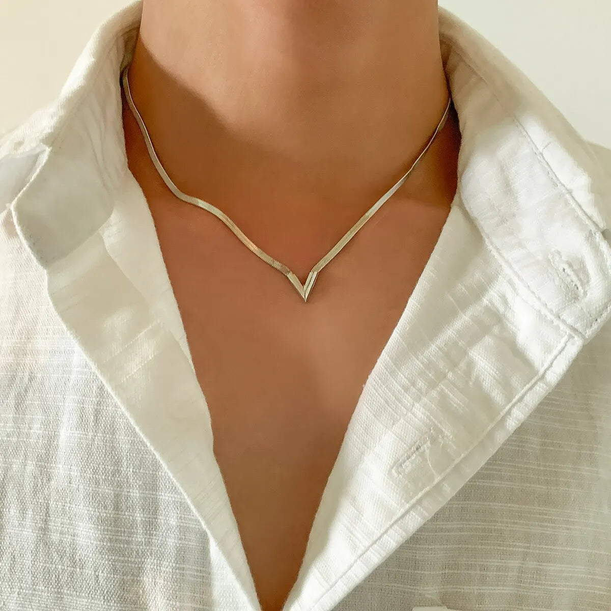 Flat Snake Clavicle Chain Necklace